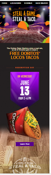 Taco Bell Newsletters and promotions email campaign examples