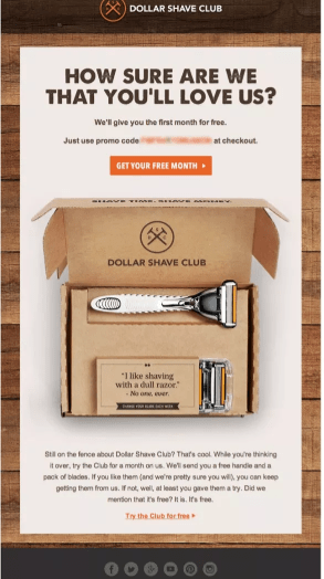 Dollar Shave Club Retention email campaign examples
