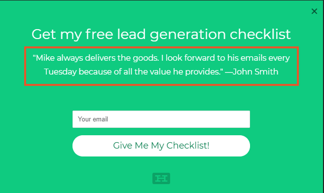 Add Testimonials from Past Customers Below Your Lead Capture Form
