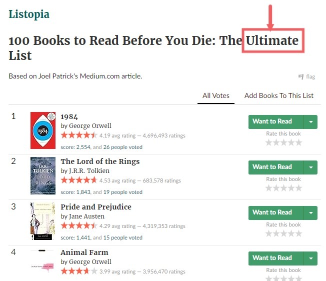 Goodreads headline