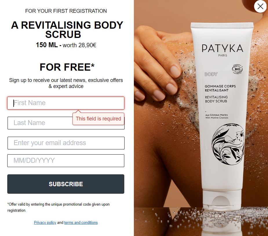 Patyka exit popup