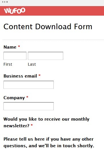 WuFoo Lead gen form