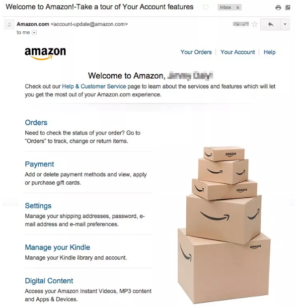 Amazon welcome email examples