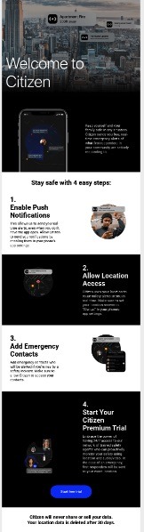 Citizen welcome email