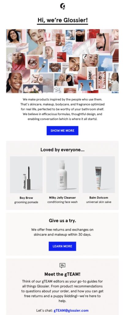 Glossier-welcome-email