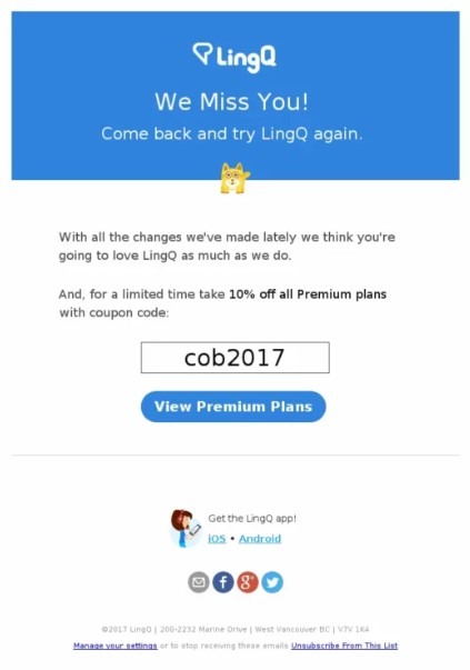 LinQ reengagement email