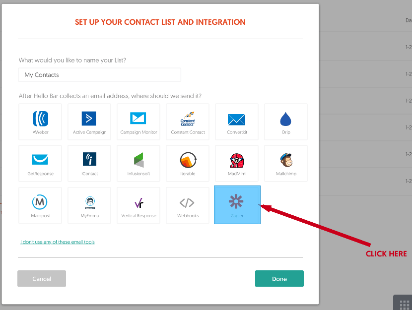 How To Find Zapier In Hello Bar?