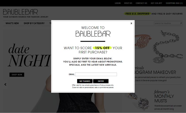 Welcome offer popup