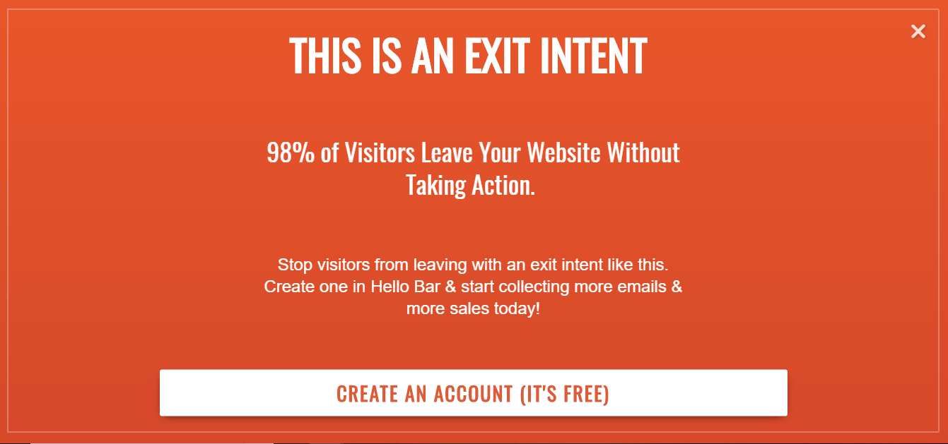 Use an Amazing Exit Intent Pop Up