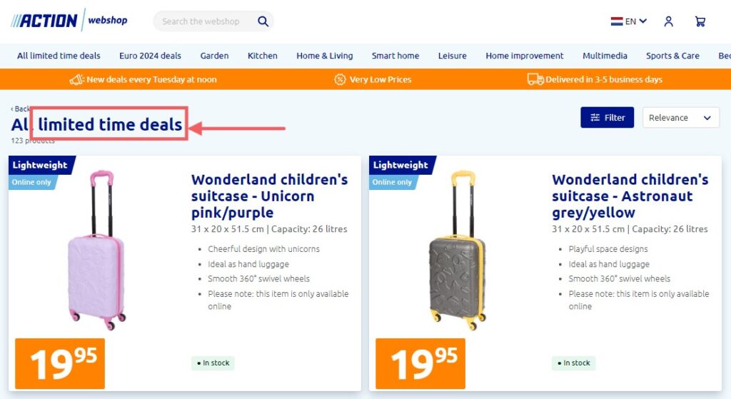 Action Webshop limited offers