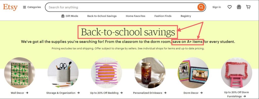 Etsy savings power words