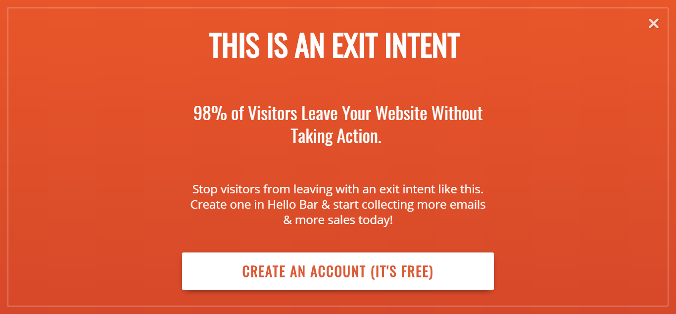 Exit Intent Popup HelloBar