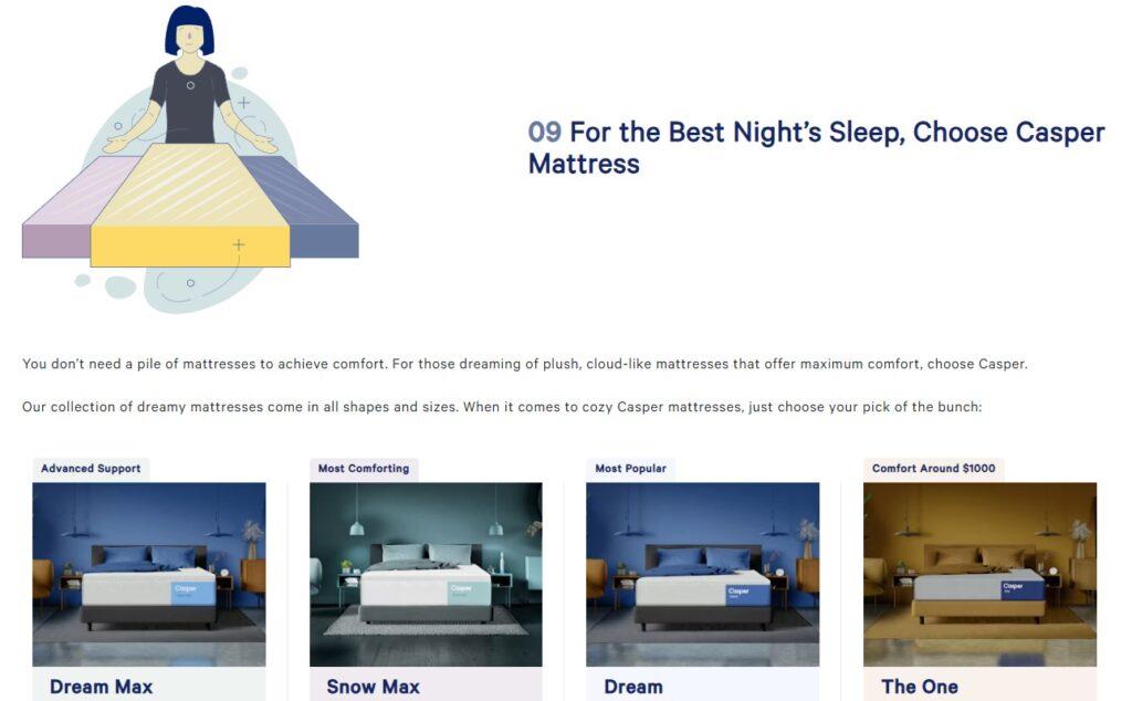 Casper matress guide CTA section