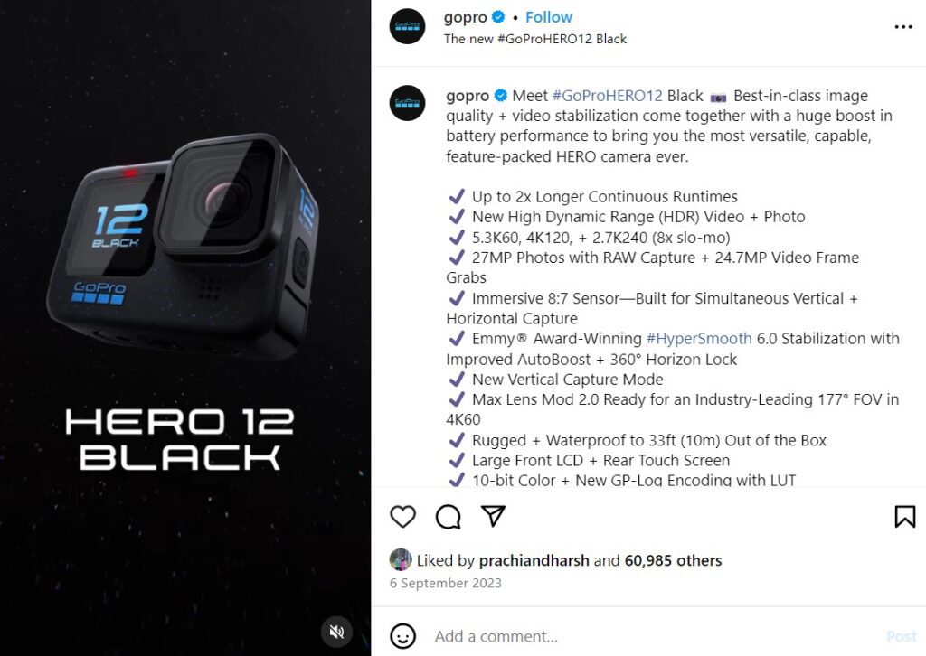 GoPro Instagram post example