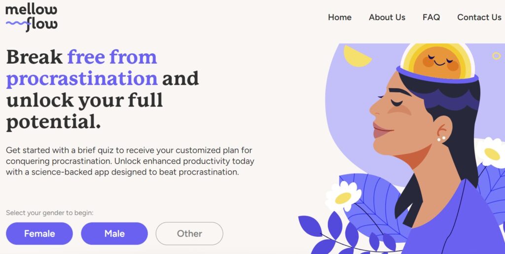 Melloflow App quiz landing page