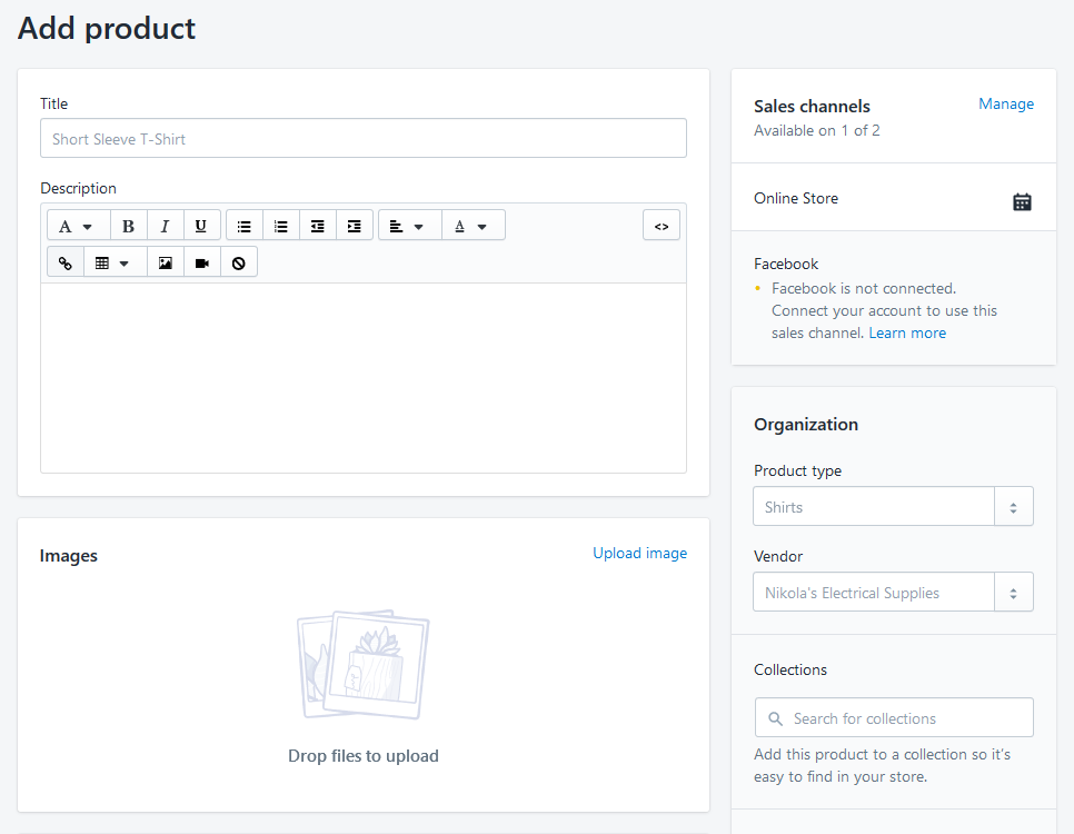 add products in shopify