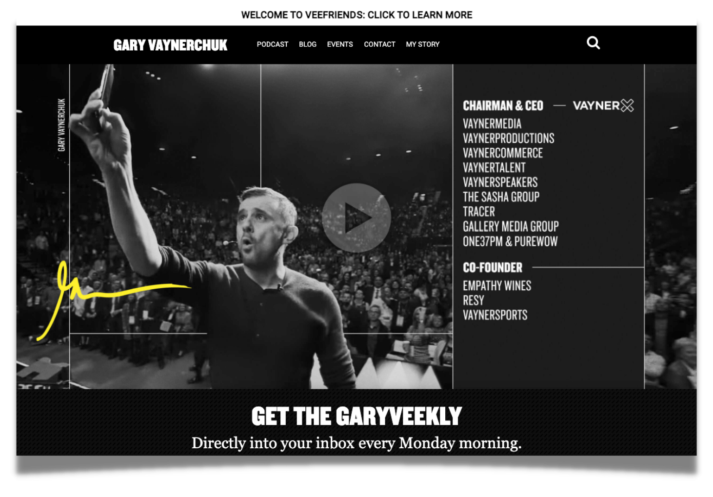HelloBar on Gary Vaynerchuk Website