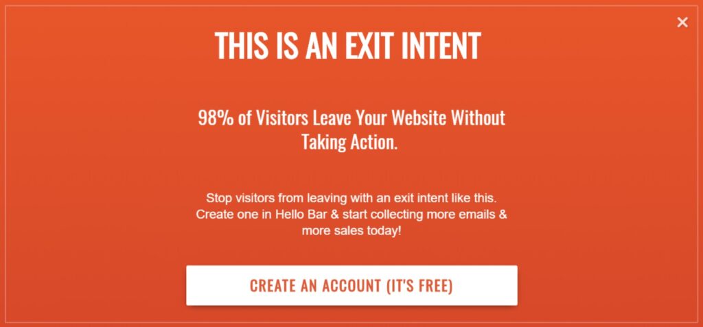 Hello Bar Exit Intent Popup Template
