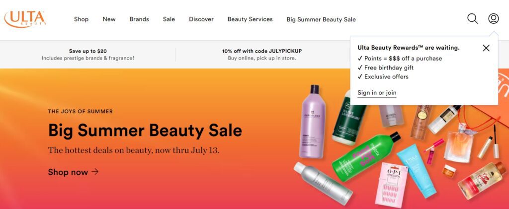 Ulta Beauty signup incentives