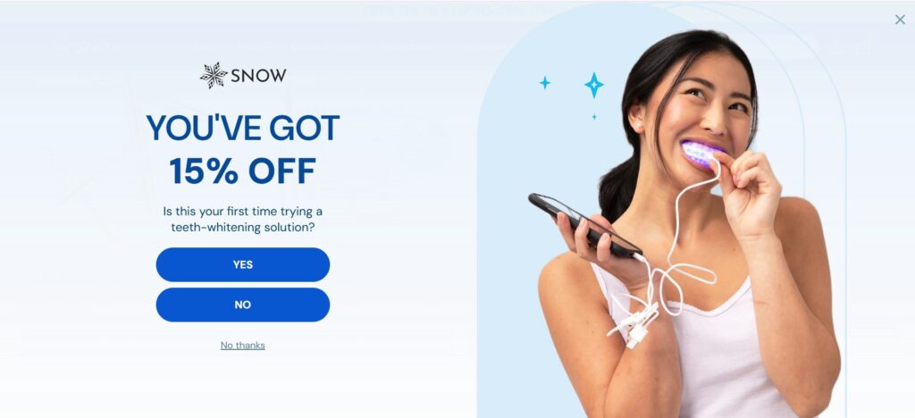 Website Popups examples - Snow