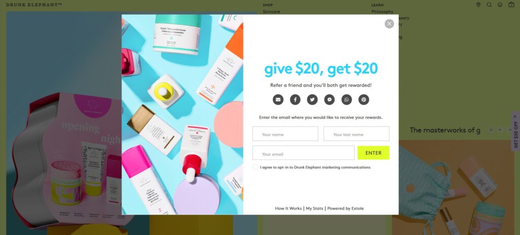 Websites with Popups - Drunk Elephant
