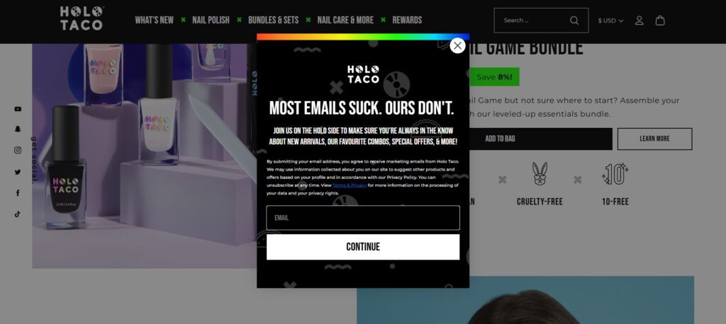 signup form examples - Holo Taco