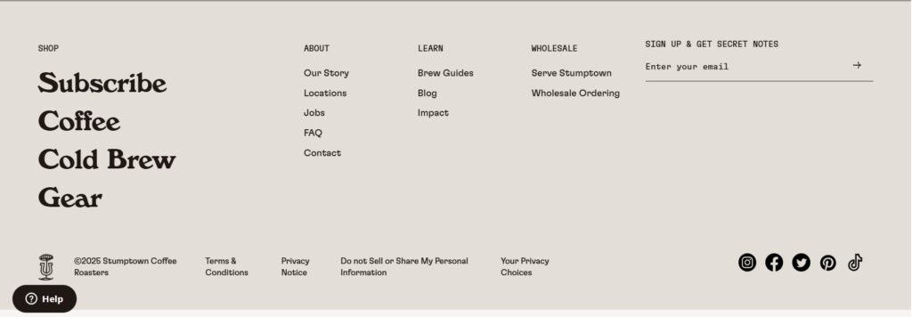signup form ideas - Stumptown Coffee
