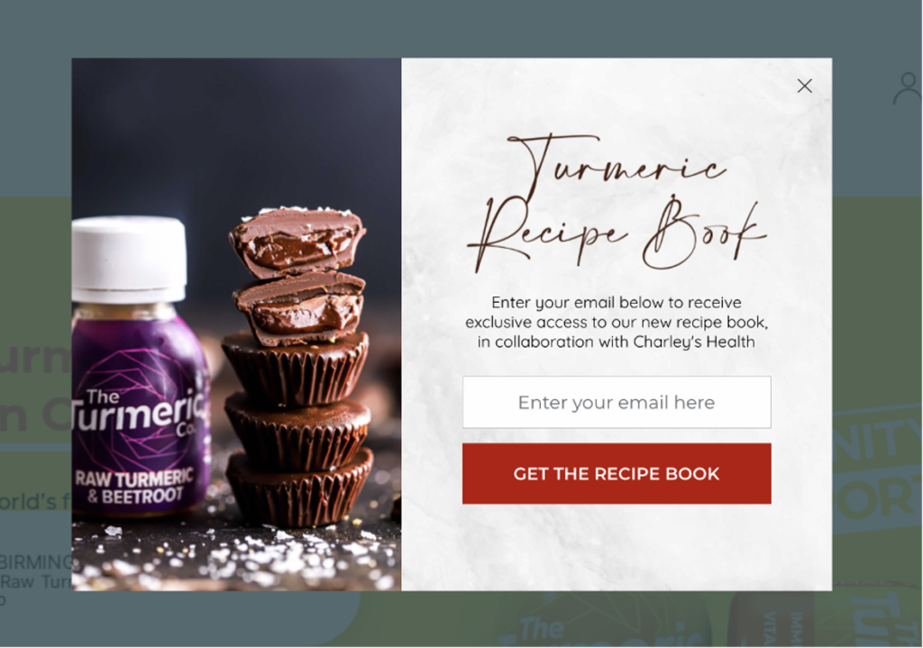 Ebook Popup Examples: The Turmeric Co.