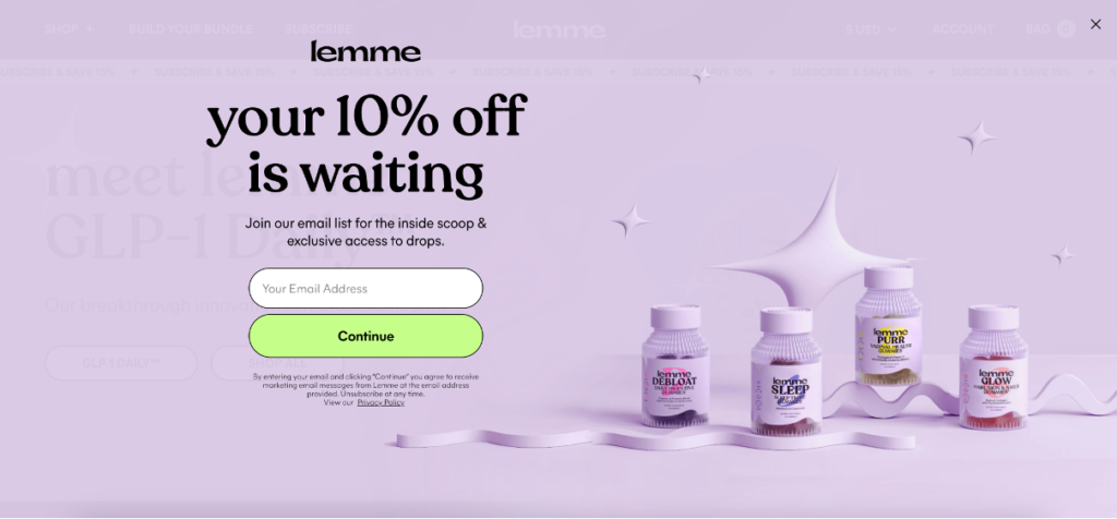 Website Popups examples - Lemme