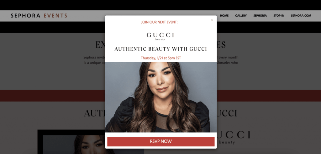 Website Popups examples - Sephora