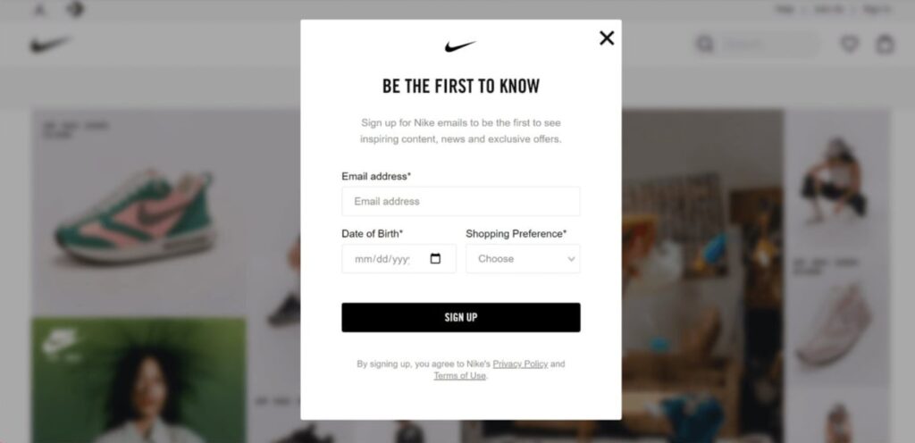 5 Best Overlay Popup Examples to Boost Conversion (With Real Brand Inspiration) 2 Overlay Popup Examples - Nike
