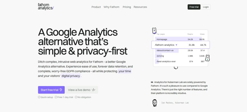 Google Analytics Alternative - Fathom Analytics