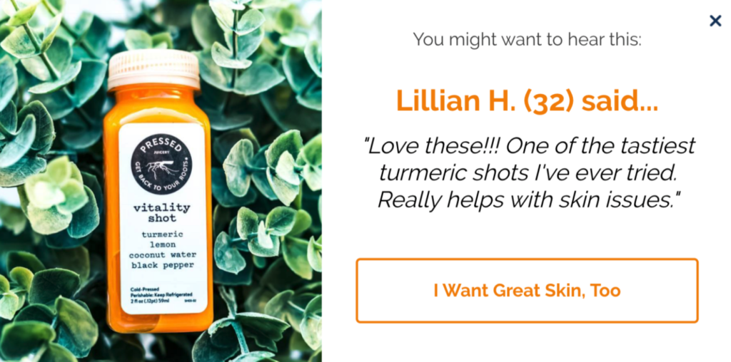 7 High-Converting Social Proof Popup Examples for More Sales 2 Social Proof Popup Examples - Pressed Juciery