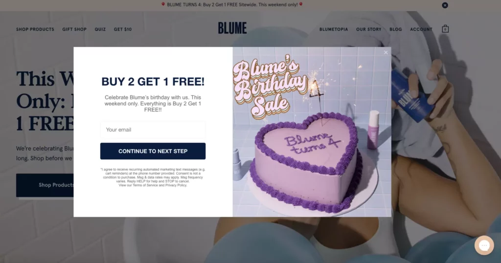 Discount Popup Example: 5 Real Use Cases And Helpful Best Practices For Better Conversions 6 Discount Popup Example - Blume